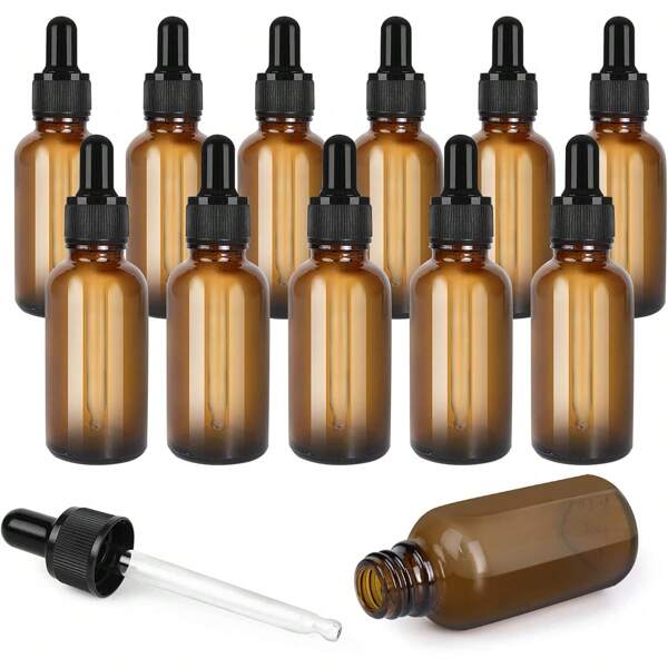 12er Pack Braune Glas Tropfflaschen 30 ml – Leere Flaschen mit Glaspipette für Ätherische Öle – Dicht & Wiederverwendbar