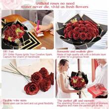 DIY Glitter Roses Bouquet - 24/36 Artificial Red Roses With Glitter, Perfect For Mother's Day, Graduation Bouquet, Anniversaries, Weddings & Engagements