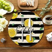 4pcs/6pcs/8pcs/Set Yellow Lemon Theme Placemats, 14 Inch Round Spring/Summer Holiday Table Mats Suitable For Party, Kitchen, Dining Room Decor