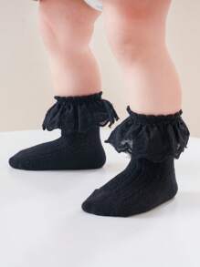 1 Pair Breathable Girls Lace Ruffle Trim Princess Socks - Multicolor - View 37
