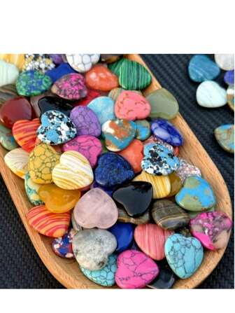 50PCS/20PCS Multi-Color Hartvormig Kristal, Spannend Hartvormig Kristal, Ideale Spirituele Energiebalans Voor Liefdesedelstenen, Meditatie, Perfect Cadeau, DIY Sieradendecoratie (Willekeurige Kleur)