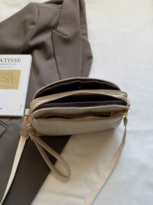 Bolso bandolera con relieve tipo litchi vintage, bolso de hombro de PU retro, bolso y monedero a juego para mujer