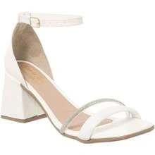 Women's Sandal With Rhinestones On The Front, 1 Synthetic Strap, Thick Heel, Comfort, Party, Shine - 白色 - 查看 5