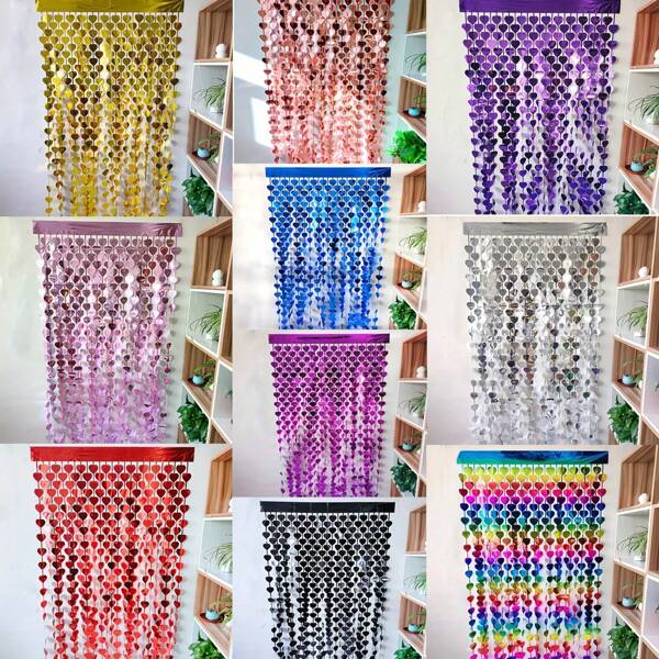 Door Curtain Decoration Party Streamers 100cm (39.37 Inch)*200cm (78.74 Inch) Love Rain Silk Party Decoration Background Heart Rain Silk Party Supplies For Wedding Supplies Valentine's Day Decorations Home Party Decorations, Mother's Day Decor,Gift For My Mother Summer Birthday Gifts Beach Back To School School Supplies Room Decor