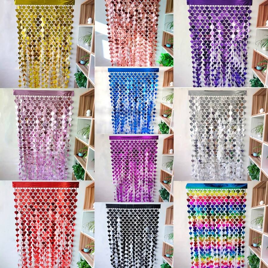 Tür Vorhang Deko Party Girlanden 100cm (39,37 Zoll)*200cm (78,74 Zoll) Liebe Regen Seide Party Deko Hintergrund Herz Regen Seide Party Zubehör für Hochzeit, Valentinstag Dekorationen, Heimparty Dekorationen, Muttertag Deko, Geschenk für Mutter, Sommer Geburtstag Geschenke, Schule Rückkehr Schulsachen, Raumdekoration
