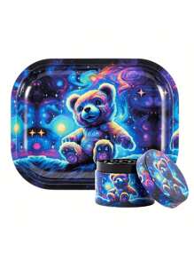 BROS Cosmic Bear Design Metal Grinder And Rolling Tray Starter Kit - Multicolor - View 2