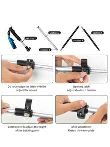 Naturehike ST09 Silver Trekking Pole, Single Pack, Foldable 115-135cm For Outdoor Hiking, Camping Equipment - Multicolor - View 5