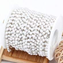 1m/39.37in High Quality 304 Stainless Steel Faux Pearl Chain, Suitable For DIY Jewelry Making Necklaces And Bracelets, Casual Style - Imitation Pearl Necklace - View 5