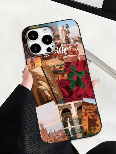 1 pezzo Custodia morbida in stile retrò minimalista di alta qualità con stampa 2D in stile patchwork retrò, adatta come regalo per amici, famiglia, coppie, compleanni, festività, compatibile con 16/15/14/13/12/11/Pro/ProMax/X/XR/XS/XSMAX/7/8/PLUS, resistente all'acqua, agli urti, alle cadute e ai graffi