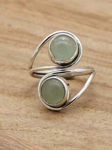 Aqua Chalcedony 925 Sterling Silver Gemstone Adjustable Ring - 水色玉髓 - 查看 2