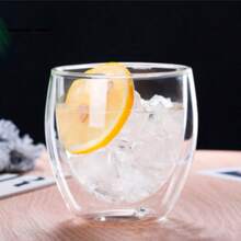 KIT 4 Double Glass Cups 100ML Espresso Coffee Cappuccino Tea Shot Whiskey Double Insulated Cup - Trong suốt - Xem 6