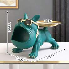 Bulldog Resin Figurine With Storage Tray - Perfect For Home, Office & Living Room Decor | Ideal Mother's Day, Easter & New Year Gift