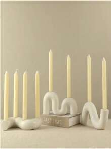 1 peça de suporte de vela de cerâmica romântico estilo minimalista europeu, adequado para suporte de vela de mesa de jantar decorativo, perfeito para presentes de Halloween, Natal e Ano Novo, material cerâmico, instalação de mesa