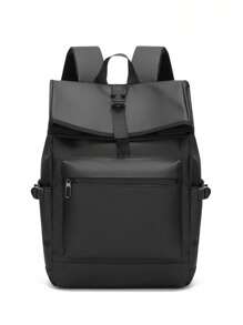 男士新款黑色防水翻盖背包，商务旅行通勤办公笔记本电脑包，休闲户外健身书包，中学生礼品包