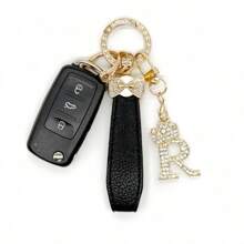 Zinc Alloy Butterfly Decor Car Key Chain With 26 Letter Charms - Personalized Key Chain, Practical And Fashionable