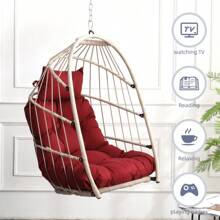 Egg Chair Outdoor Garden Rattan Egg Swing Chair Hanging Chair PE Hanging Chair - Red - View 3