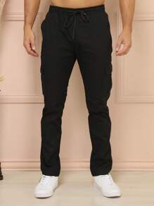 Cargo Pants Skate Khaki Streetwear Retro 6 Bags Aesthetic Pinterest Tumblr Cuffless - màu đen - Xem 2