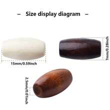500-100 piezas Cuentas ovaladas de madera natural de 15x7 mm, color marrón coco teñidas, cuentas sueltas espaciadoras para manualidades DIY y elaboración de joyas