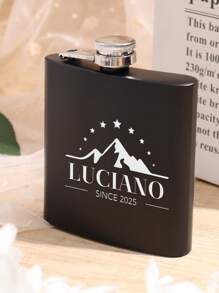 Customized 6oz Black Flask, Engraved Flask, Gift For Him, Engraved Men Gift, Groomsmen Gifts, Gift For Groom, Best Dad Gift, Wedding Party Favors - Black - View 4