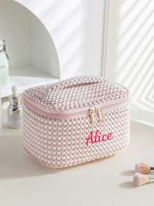 3er Set Kordsamt Make-up Taschen, bestickte Kosmetiktasche, Reise-Kulturtasche, Make-up Organizer, Reise-Kulturtasche, süße Make-up Tasche für Frauen und Mädchen, reisefreundlicher Organizer für Werkzeuge und Zubehör