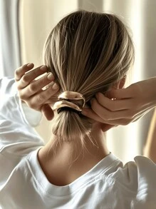 1pc/2pcs/3pcs Simple Hollow Out Double Layer Metal Hair Clips, Women Hair Ties, Elastic Hair Ties, Fashion Hair Accessories, Ponytail Holders Head Accessories Rubber Bands - Multicolor - View 10