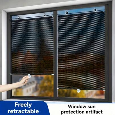Retractable Heat-Insulating Sunshade - Easy-Install No-Drill Suction Cup For Kitchen, Balcony & Living Room Glass Windows