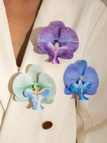 1pc/10pcs Elegant Bohemian Polyester Fabric Butterfly Orchid Color Floral Brooch, Chic & Fresh For Women, Suitable For Wedding, Beach, Party, Gift - Multicolor - View 6