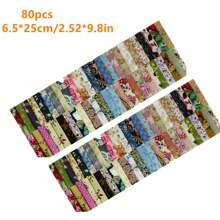 80pcs Pre-Cut Fabric Strips, Assorted Patterns, Suitable For Patchwork, Handicrafts And DIY Projects, Hand Wash Only - Great For Family Gathering Crafts, Creative Sewing, And Beginner Scrapbookers. - Multicolor - View 6