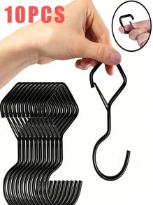 5pcs Heavy Duty S-Shaped Hooks With Safety Latch Design,Rustproof Metal Hooks For Hanging With Safety Buckle Design,Kitchen And Closet Hanging Hooks,Suitable For Plants, Pots, Towels And Bags,Hanging Plants