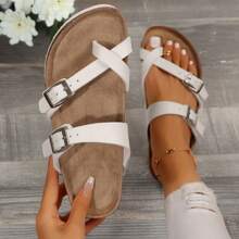 Women's Casual Fashion Adjustable Buckle Comfort Arch Support Sandals, Cork Insole Sport Memory Foam Cushioning Anti-Slip Orthopedic Sandal Slippers - 白色 - 查看 3