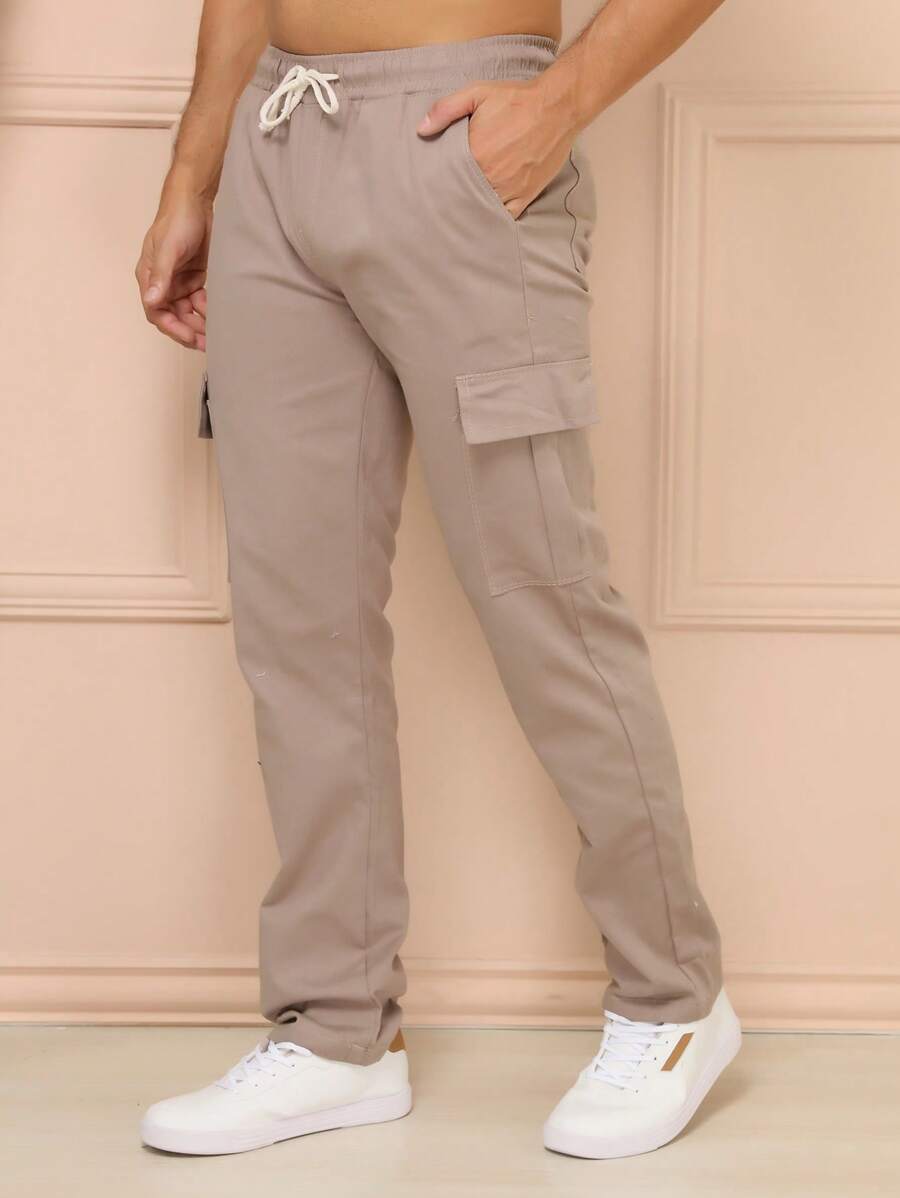 Cargo Pants Skate Khaki Streetwear Retro 6 Bags Aesthetic Pinterest Tumblr Cuffless - Màu Khaki - Xem 1