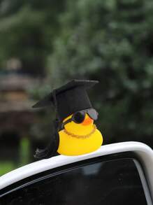 1 件趣味毕业橡胶鸭子汽车仪表板装饰，带帽子、眼镜、围巾和流苏 - 不吱吱作响的橡胶车辆装饰 - 彩色 - 查看 5