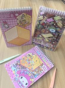 Sanrio Sanrio 8 Styles (16pcs + Tweezers) Landscape Scene Coil Sticker Album Cartoon Miniature Scenery Collection, Including Kuromi, My Melody, Pompompurin, Children DIY 3D Layered Stereo Visual Scene Decoration Stickers, Ideal For Home, Gifts And Prizes,School Supplies,Back To School