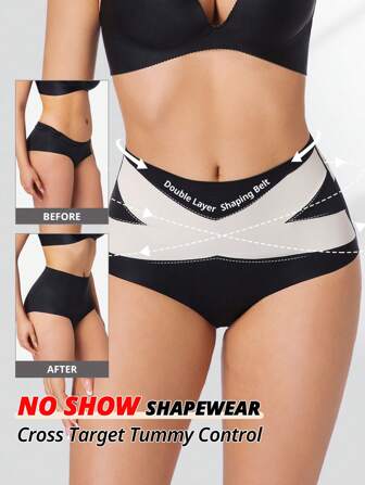 FLARIXA 女士交叉高腰收腹三角裤束腰提臀内衣隐形塑身裤