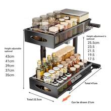 Unterspüle Organizer, 2-stufiges ausziehbares Aufbewahrungsregal mit Netzschubladen, Mehrzweck-Schiebeschrankkorborganisator für Küche, Bad, Speisekammer, Büroschrank