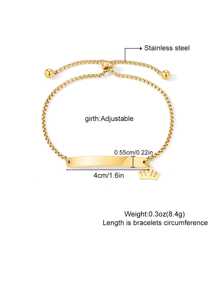 1pc/Customizable Name Plate, ID Bracelet, Baby Gift, Personalized Gift, 18K Gold Plated Elegant Stamp, Suitable For Children, Boys And Girls. Can Customize Baby's Name As A Newborn Gift, Or A Special 1st Birthday Present. Also Can Be A Valentine's Day Gift, Mother's Day Gift, Jewelry, Customized Gift, Graduation Gift, Customized Children's Fashion Jewelry, Comfortable To Wear. - Gold - View 7