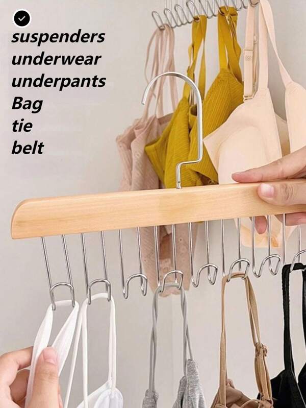 1/2/3 Pcs Cabides de madeira com 8 ganchos, cabides ondulados de madeira real para camisas, coletes, gravatas, armazenamento de sutiãs, organizador economizador de espaço em dormitórios. Podem ser usados para pendurar armários, gravatas, cachecóis, cintos, etc.