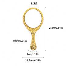 1 pieza Espejo de mano redondo de color metálico elegante, tamaño grande de 9.8 pulgadas * 4.5 pulgadas, espejo de vanidad para mujer, espejo de maquillaje ligero, adecuado para uso doméstico, maquillaje, barato, decoración de habitación, tocador, viaje, dormitorio, accesorios de maquillaje, espejo, espejo de vanidad, mini espejo, espejo compacto, espejo pequeño, espejo de mano