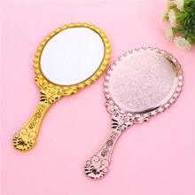 1 pieza Espejo de mano redondo de color metálico elegante, tamaño grande de 9.8 pulgadas * 4.5 pulgadas, espejo de vanidad para mujer, espejo de maquillaje ligero, adecuado para uso doméstico, maquillaje, barato, decoración de habitación, tocador, viaje, dormitorio, accesorios de maquillaje, espejo, espejo de vanidad, mini espejo, espejo compacto, espejo pequeño, espejo de mano