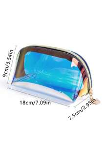 1 件时尚彩色透明洗漱包大容量拉链化妆品收纳包沙滩防水手拿包女士女孩旅行必需品，适用于假日海滩、浴室收纳、卧室收纳，大容量 - 彩色 - 查看 4