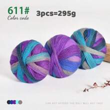 300g Ombre Rainbow Yarn Balls, Multi-Color Long Gradient Dye Wool Yarn For DIY Knitting Crafts, 3pcs/Pack