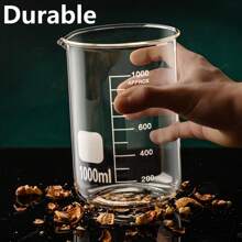 1 pieza Vaso de precipitados de vidrio de borosilicato grueso y transparente, resistente a altas temperaturas, multifuncional, equipo químico de laboratorio, utensilios de cocina resistentes al calor, vaso de precipitados multifuncional - transparente - Ver 4