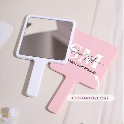 מראה ידנית עם שם מותאם אישית (גודל קטן), מראת איפור, מראת איפור, מראה, מראת ריסים, מראת יופי