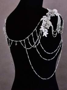 1 قطعة سلسلة كتف مشغولة يدويًا معقودة، ديكور للفساتين، مناسبة لفستان العروس وحفل المساء والفساتين الطويلة بدون أكمام - يولا - مشاهدة 3