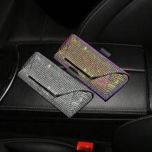 1 pièce Étui à lunettes décoratif avec strass, boîte de rangement pour lunettes