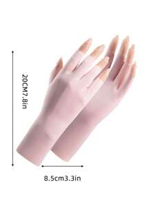 1 Set Ice Silk Fingerless Gloves, Anti-UV, Touchscreen, Thin, Open Five Fingers Design, Suitable For Driving, Office, Manicure, Quick Drying