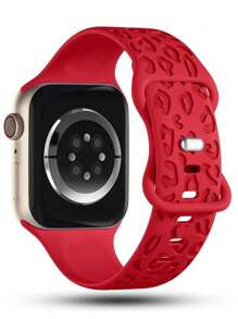 Leopard Floral Engraved Band Compatible With Apple Watch Band 49mm 45mm 44mm 42mm 41mm 40mm 38mm 46mm, Cheetah Waterproof Sport Silicone Wristbands Replacement Strap Compatible With IWatch Series 10 9 8 7 6 5 4 3 2 1 SE For Women