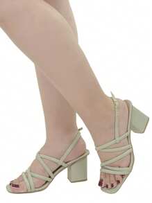 Women's High Heel Sandals Straps Elegant Formal Party Casual Mid-Season - Màu xanh Bạc hà - Xem 3