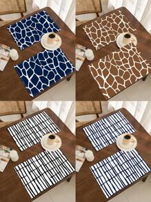 2/4pcs Simple Geometric Square Placemats, Abstract Neutral Style Artwork In Black & White, Blue, And Brown Linen Tablemats, Suitable For Daily Dining Table, Kitchen, Dining Room Decor, Home Decor, Holiday Decor, Tabletop Decor, Outdoor Picnic Decor, And Gifts, 12x16.5 Inches