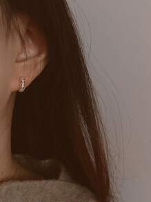 BALMORA 1 par de brincos de prata esterlina S925 da moda com renda de ouro 18K, fivela de orelha vazada de zircônio, estilo gota de orelha pequena, brincos de alça de orelha para meninas/mulheres/namoradas/mães, presente de festa retrô, uso diário, presente de aniversário, comemoração, dia